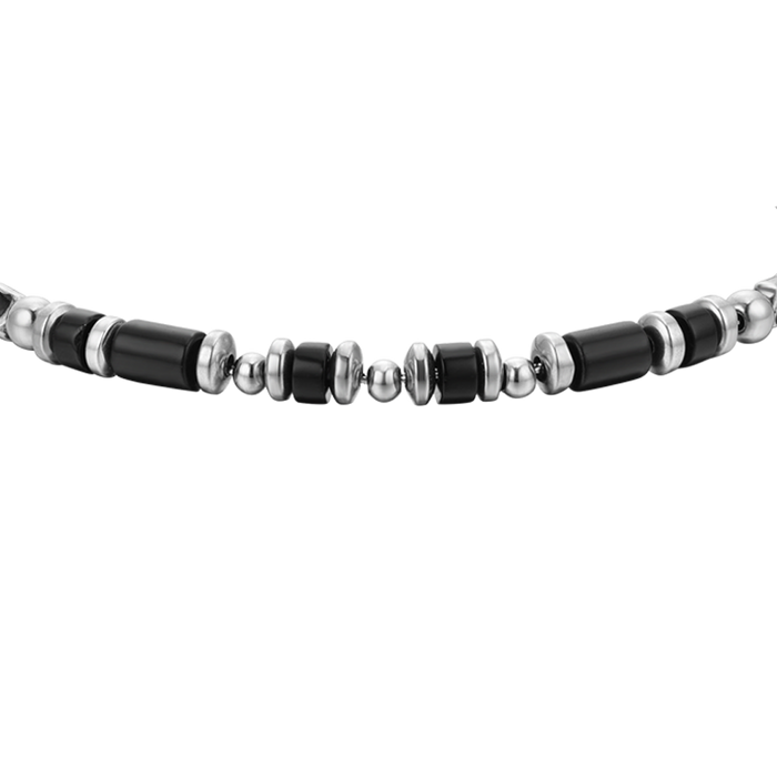 BRACELET HOMME EN ACIER AVEC AGATE NOIRE