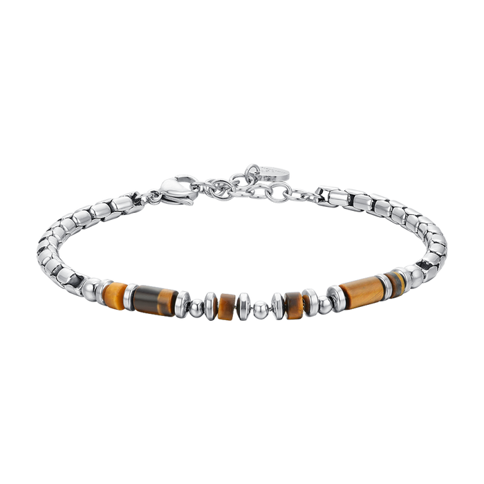 BRACCIALE UOMO IN ACCIAIO PIETRA OCCHIO DI TIGRE