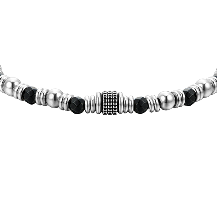 BRACCIALE UOMO IN ACCIAIO AGATA NERA ED ELEMENTI
