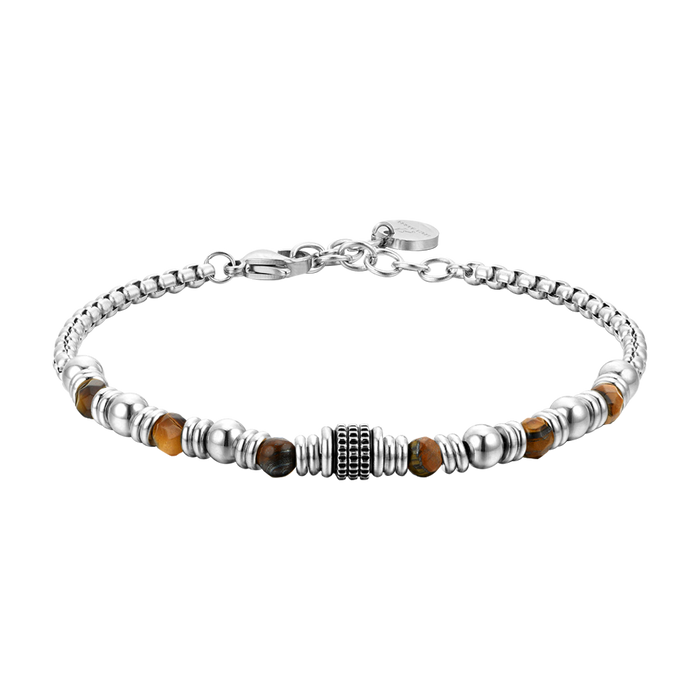 BRACELET HOMME EN ACIER AVEC PIERRES ŒIL DE TIGRE