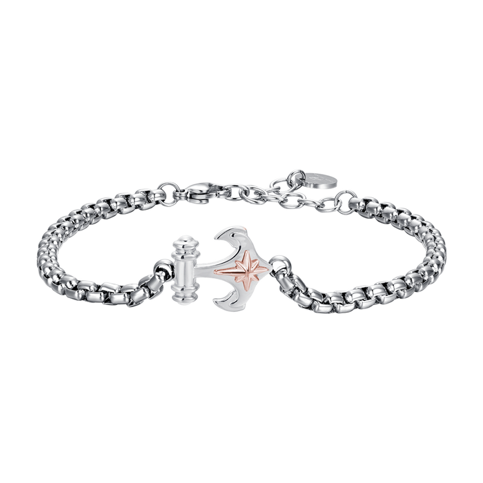 BRACELET HOMME EN ACIER ANCRE ET ROSE DES VENTS