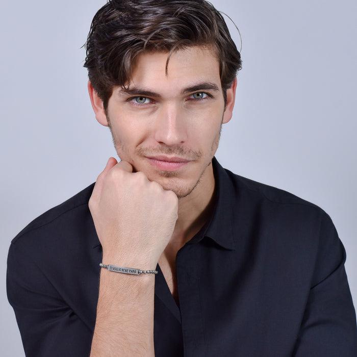 BRACELET HOMME EN ACIER JE T'AIME PAPA