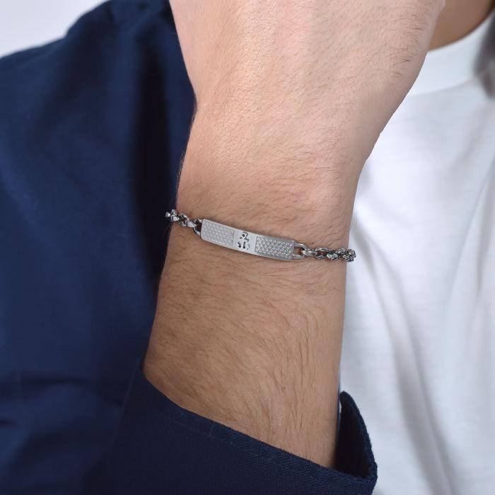 BRACELET HOMME EN ACIER AVEC ANCRE IP ROSE
