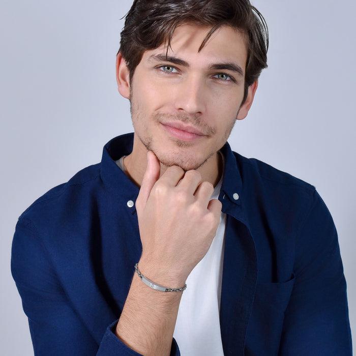 BRACELET HOMME EN ACIER AVEC ANCRE IP ROSE