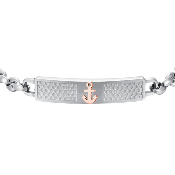 BRACELET HOMME EN ACIER AVEC ANCRE IP ROSE