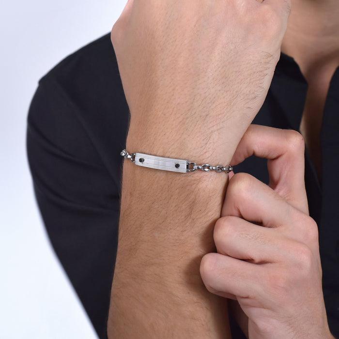 MEN'S BRACELET IN STEEL WITH BLACK ELEMENTS