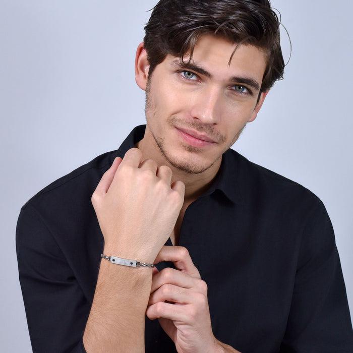 MEN'S BRACELET IN STEEL WITH BLACK ELEMENTS