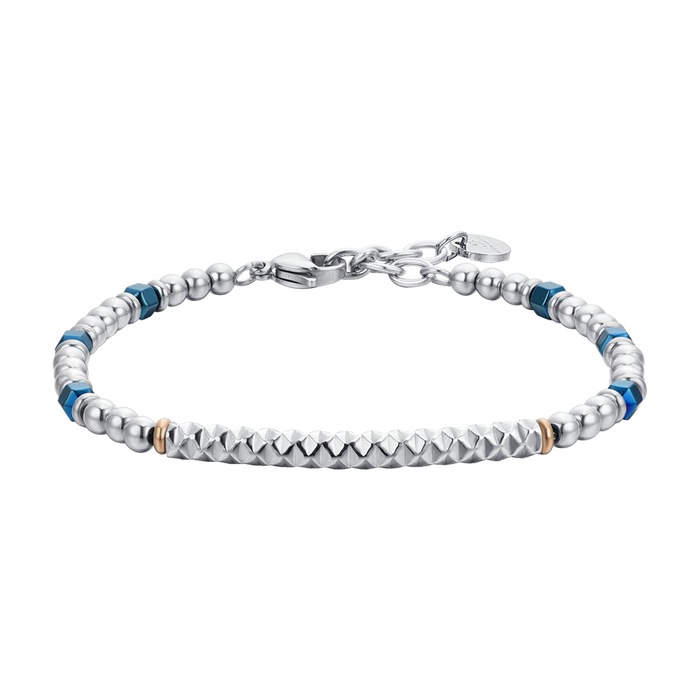 BRACELET HOMME EN ACIER AVEC HÉMATITE BLEUE