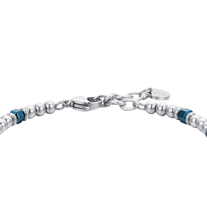 BRACELET HOMME EN ACIER AVEC HÉMATITE BLEUE