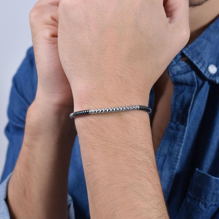 MEN'S BRACELET IN STEEL WITH GREY HEMATITE