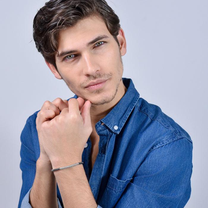 MEN'S BRACELET IN STEEL WITH GREY HEMATITE