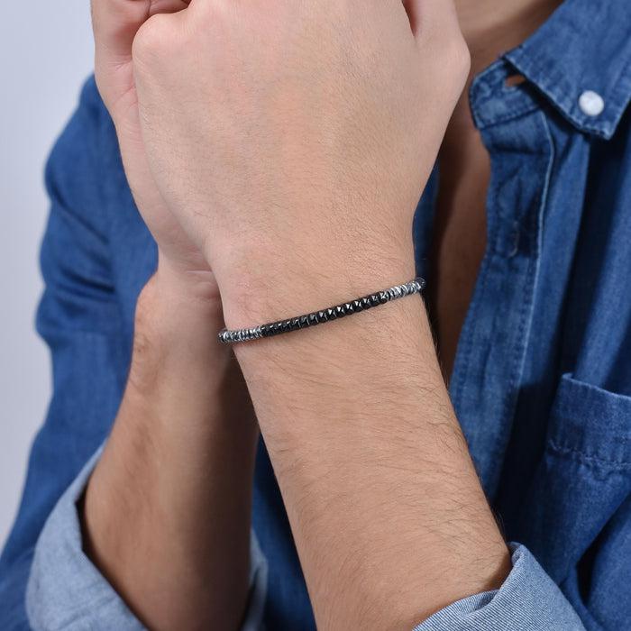 MEN'S BRACELET IN STEEL WITH BLACK IP PLATE