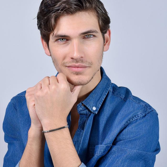 MEN'S BRACELET IN STEEL WITH BLACK IP PLATE