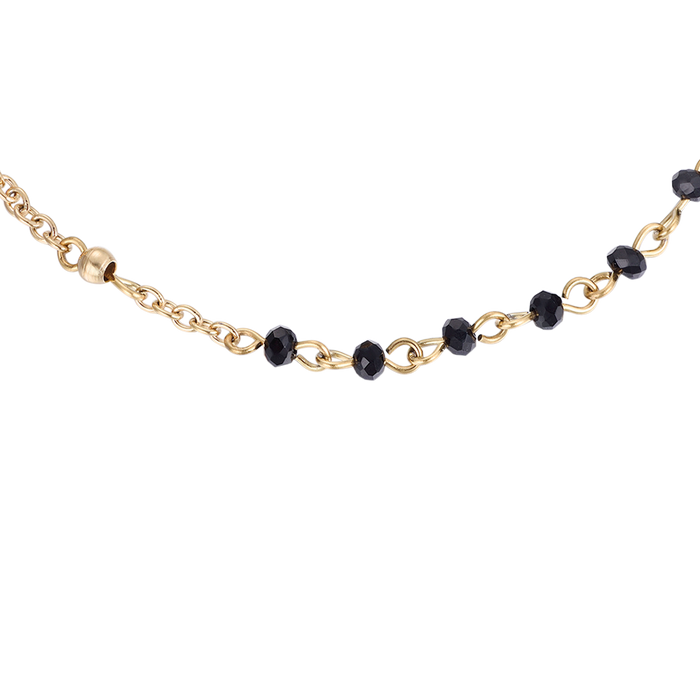 BRACCIALE DONNA ROSARIO IN ACCIAIO CON CRISTALLI NERI