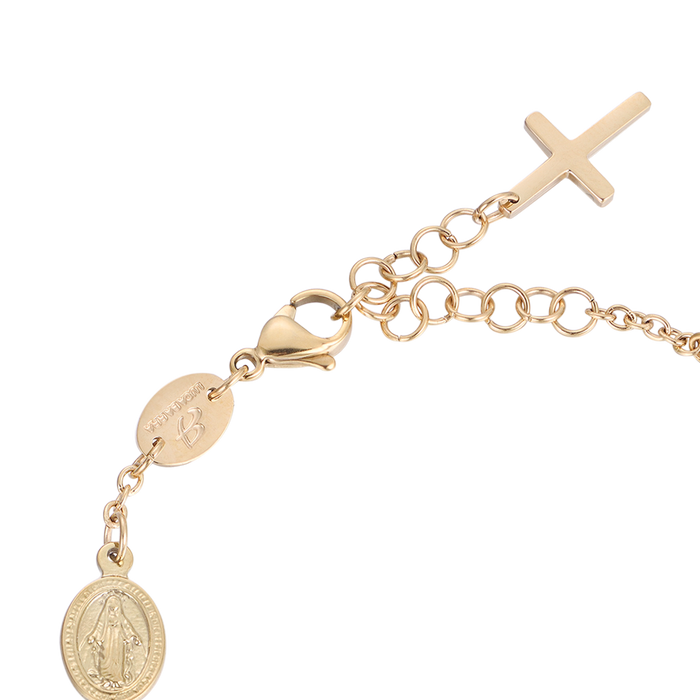 BRACCIALE DONNA ROSARIO IN ACCIAIO CON CRISTALLI NERI
