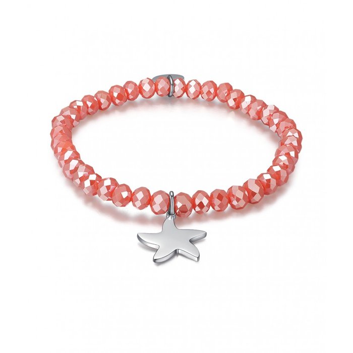 Bracelet With Coral Crystals And Starfish