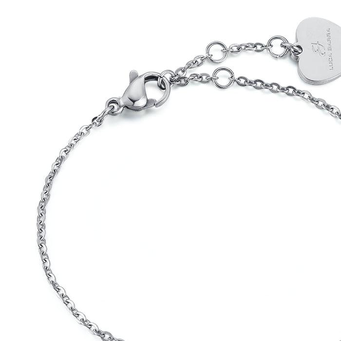 STEEL BRACELET, HEART IN IP ROSE STEEL WITH IP ROSE GLITTER