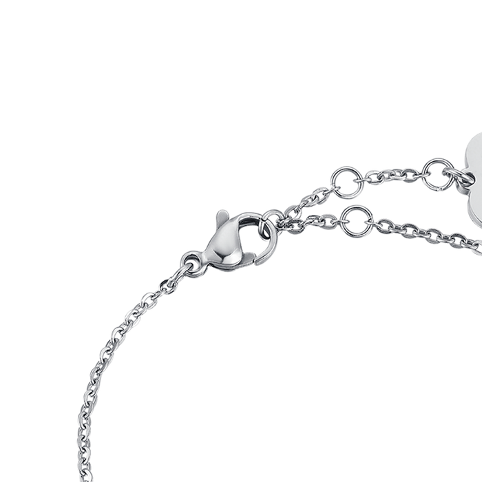 STEEL BRACELET, HEART IN IP ROSE STEEL WITH IP ROSE GLITTER