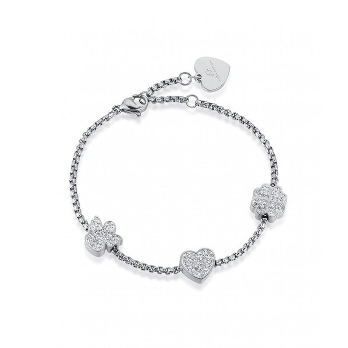 Bracelet With Angel, Heart And Four Leaf Clover
