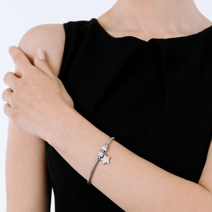 BRACELET FEMME EN ACIER ÉTOILE AVEC CRISTAUX BLANCS