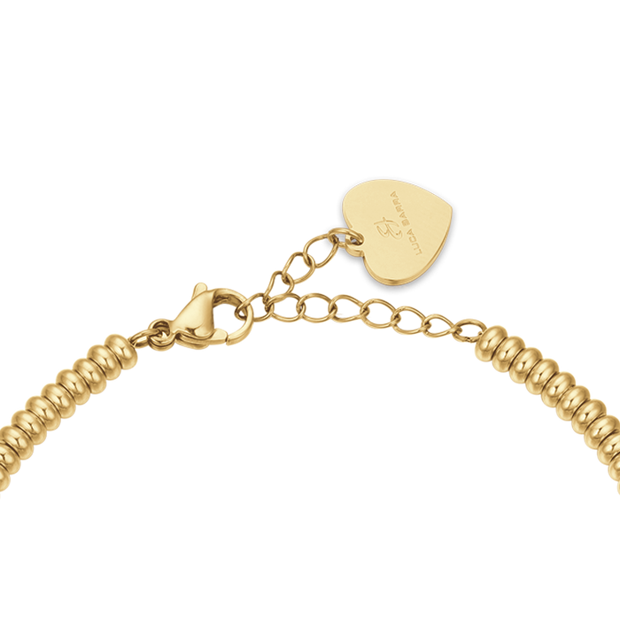 Bracelet en acier doré IP avec cœur et cristaux blancs
