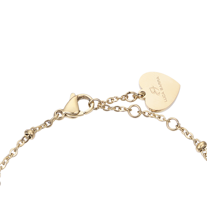 BRACELET FEMME EN ACIER DORÉ IP AVEC PAPILLONS ET CRISTAUX BLANCS