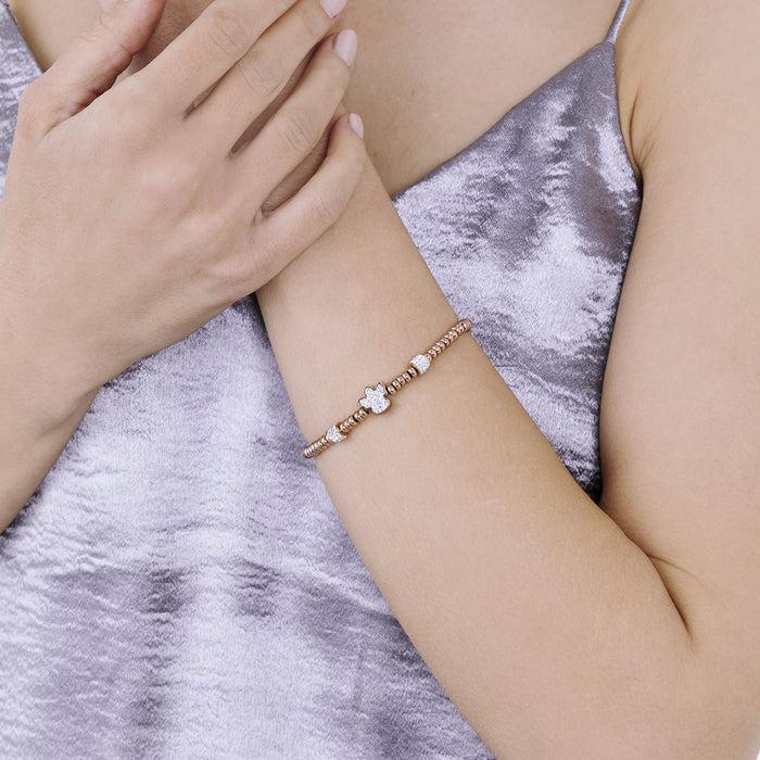 IP ROSE STEEL BRACELET WITH ANGEL WITH WHITE CRYSTALS