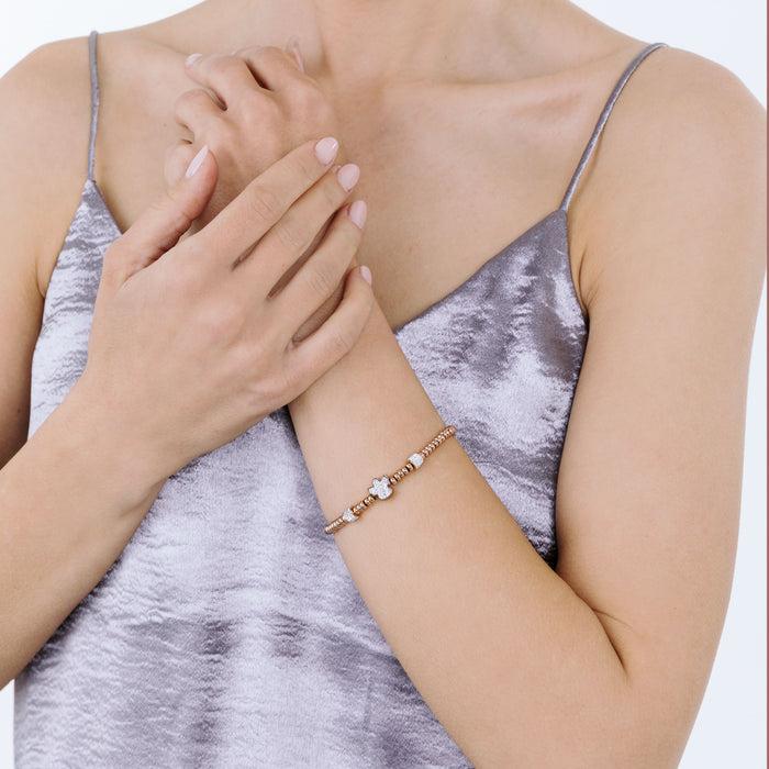 IP ROSE STEEL BRACELET WITH ANGEL WITH WHITE CRYSTALS