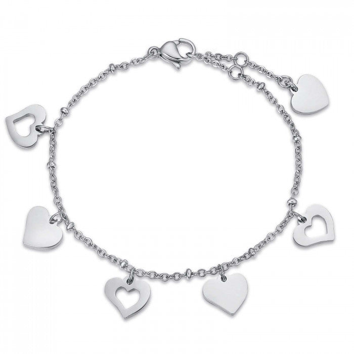 BRACCIALE IN ACCIAIO CON CUORI