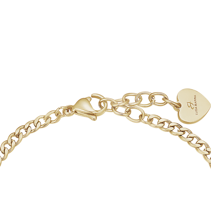BRACCIALE IN ACCIAIO IP GOLD CON CUORI E CRISTALLI BIANCHI