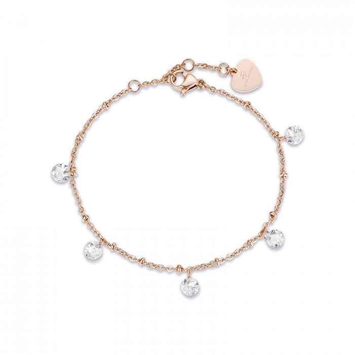 ROSE STEEL BRACELET WITH WHITE CRYSTALS