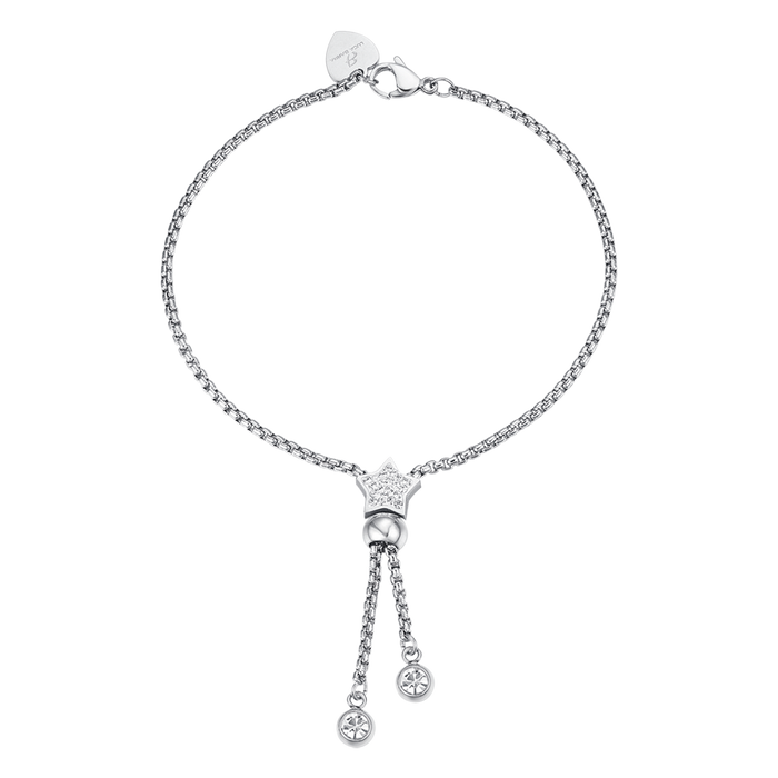 STEEL BRACELET WITH STAR WITH WHITE CRYSTALS