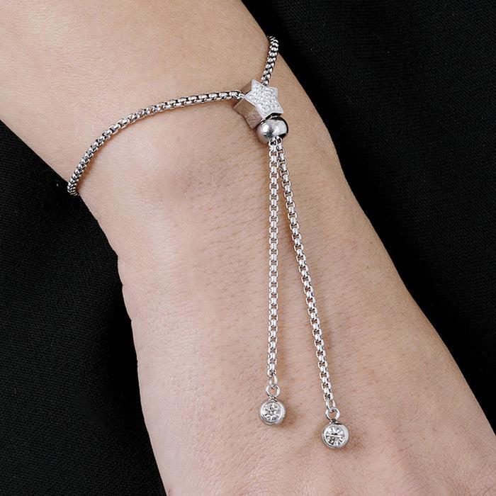 STEEL BRACELET WITH STAR WITH WHITE CRYSTALS