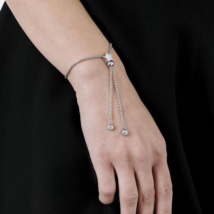 STEEL BRACELET WITH STAR WITH WHITE CRYSTALS