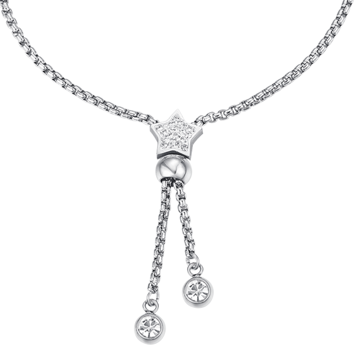 STEEL BRACELET WITH STAR WITH WHITE CRYSTALS