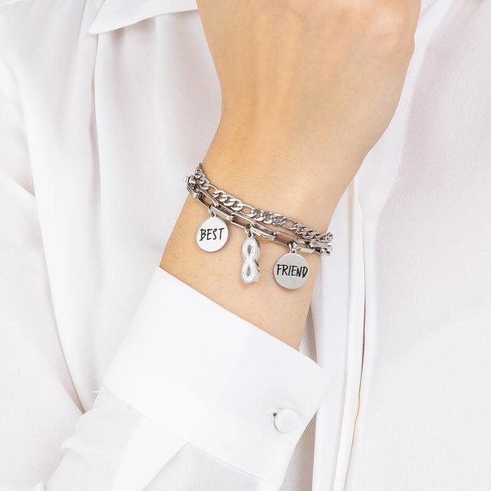 WOMEN'S STEEL BRACELET WITH INFINITY WITH WHITE CRYSTALS