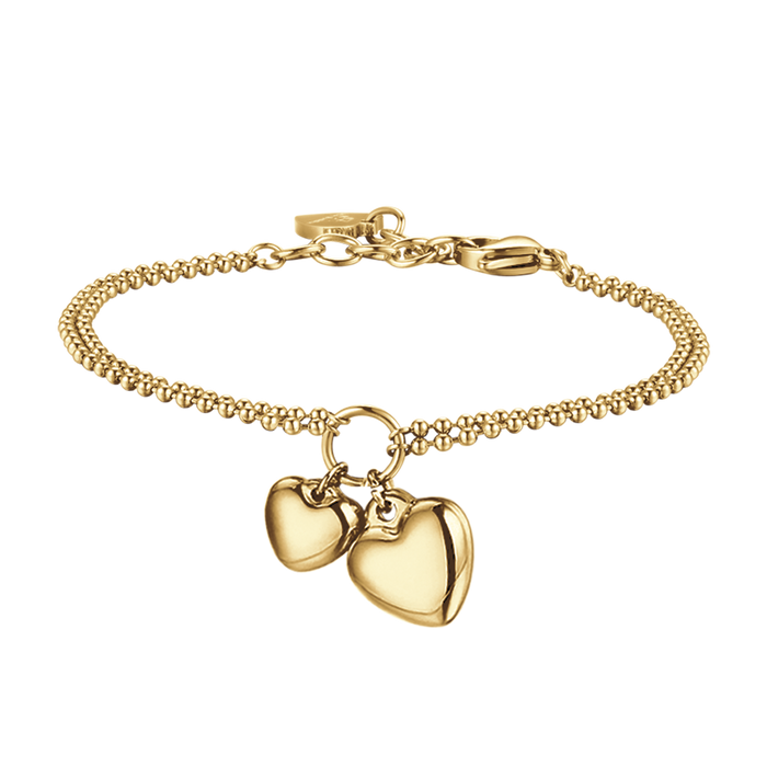 BRACCIALE DONNA IN ACCIAIO IP GOLD CON CUORI DI GRANDEZZE DIVERSE
