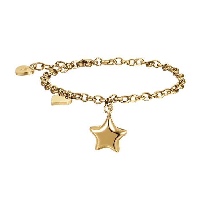 BRACCIALE DONNA IN ACCIAIO IP GOLD CON STELLA E CUORE