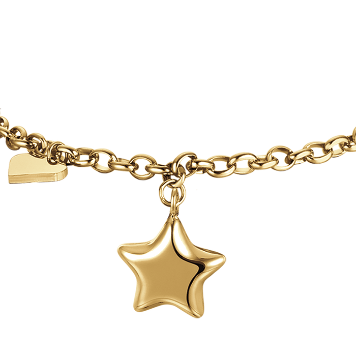 BRACCIALE DONNA IN ACCIAIO IP GOLD CON STELLA E CUORE