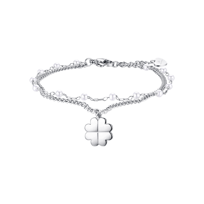 WOMEN'S BRACELET IN IP GOLD STEEL WITH FOUR-LEAF CLOVER