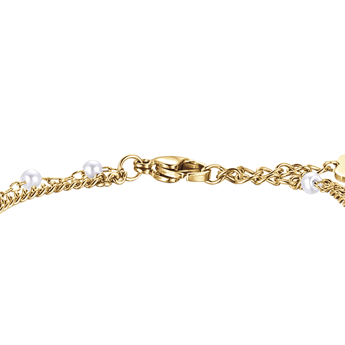 WOMEN'S BRACELET IN IP GOLD STEEL WITH FOUR-LEAF CLOVER