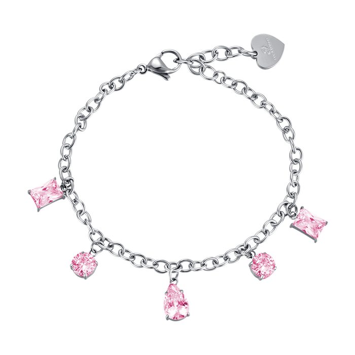 WOMEN'S BRACELET IN STEEL WITH PINK CRYSTALS