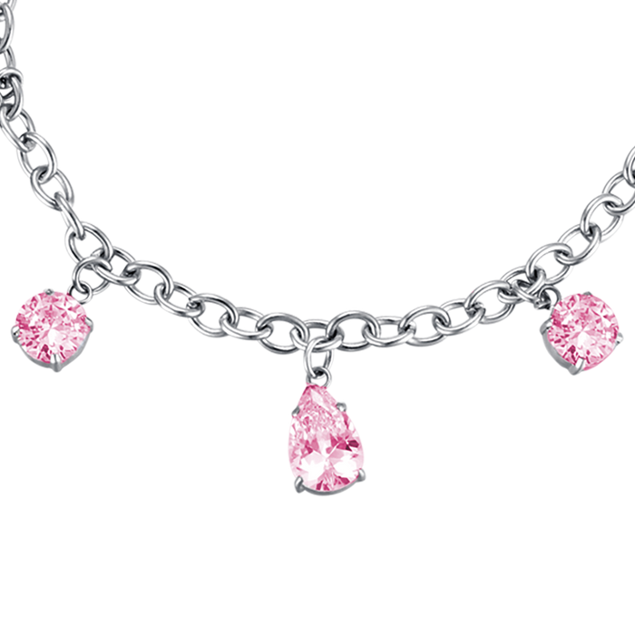 WOMEN'S BRACELET IN STEEL WITH PINK CRYSTALS