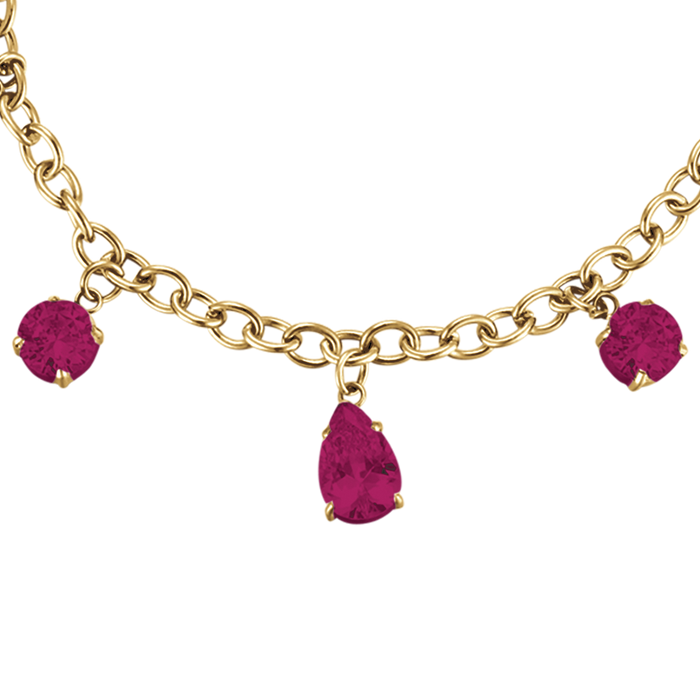 WOMEN'S BRACELET IN IP GOLD STEEL WITH FUCHSIA CRYSTALS