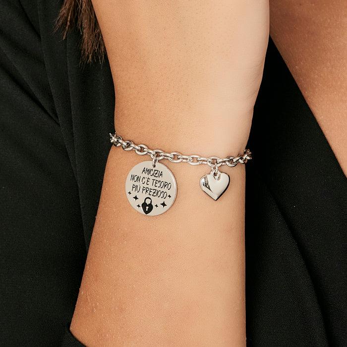 WOMEN'S BRACELET IN STEEL FRIENDSHIP THERE IS NO MORE PRECIOUS TREASURE