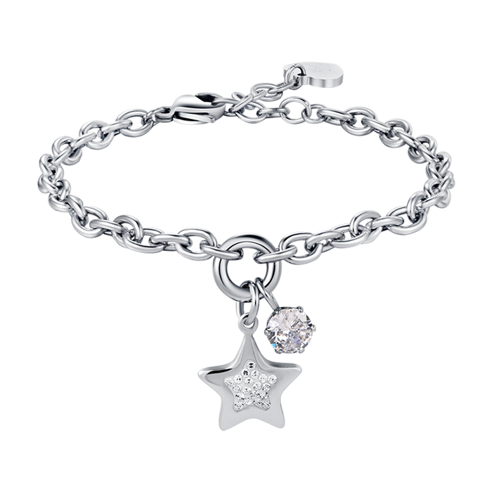 BRACCIALE DONNA IN ACCIAIO CON STELLA CON CRISTALLI BIANCHI