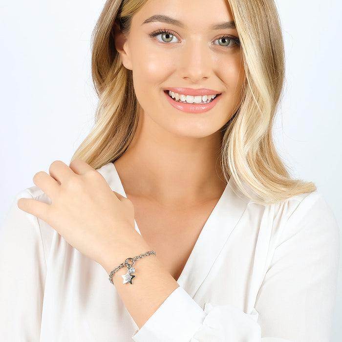 BRACCIALE DONNA IN ACCIAIO CON STELLA CON CRISTALLI BIANCHI