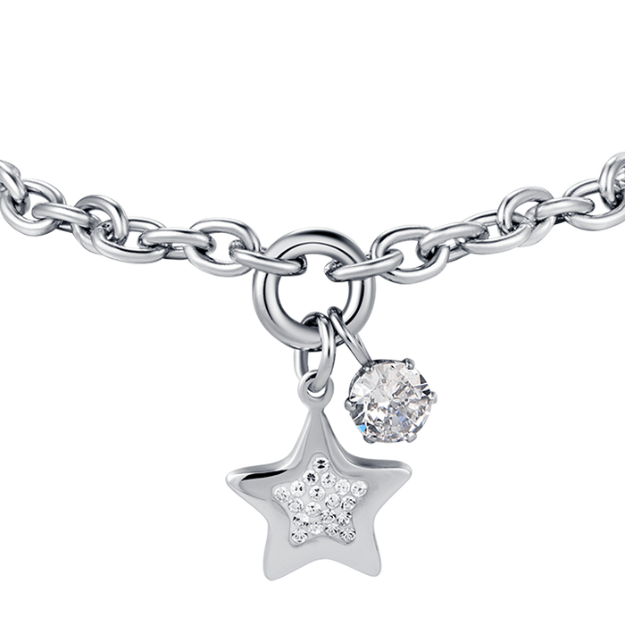 BRACCIALE DONNA IN ACCIAIO CON STELLA CON CRISTALLI BIANCHI