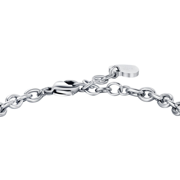 BRACCIALE DONNA IN ACCIAIO CON FIORE DELLA VITA CON CRISTALLI BIANCHI