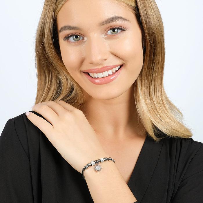 WOMEN'S BRACELET IN STEEL WITH SUN WITH WHITE CRYSTALS